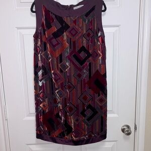 NWT Steve Madden Multi-colored Geometric Sleeveless Velvet Shift Dress Size 8